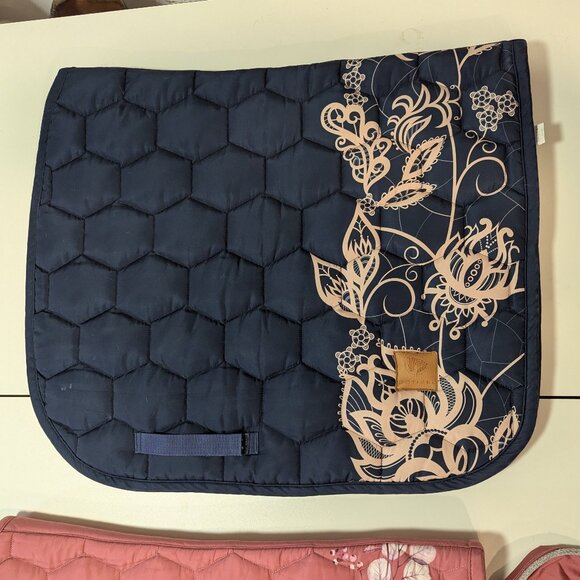 Dotibel Navy Blue Floral Dressage Saddle Pad - Picture 1 of 2